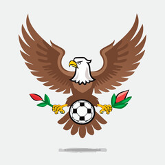 Fototapeta premium Eagle Holding Soccer Ball Emblem.