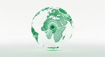 Fototapeta premium Abstract Earth globe representation with continents visible composed of numerous small green particles