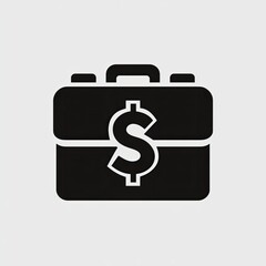 Black silhouette of a briefcase with a dollar sign, symbolizing finance