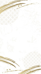 和紙に七宝文様と金のあしらいを配した和風背景　縦長レイアウトの上品なイラスト
