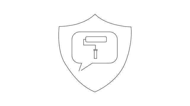 Paint Roller Shield Icon Animation - Protection for Painting Projects.