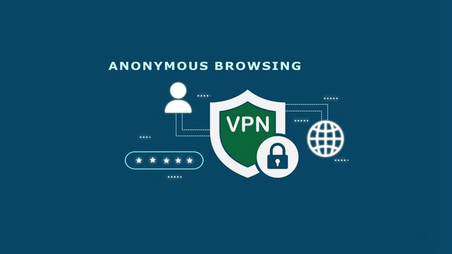 Anonymous Browsing concept with private shield icon and dark tech background for incognito web surfing and user metadata privacy.