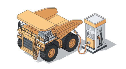 Giant Mining Dump Truck Refueling at a Gas Station. © Fais
