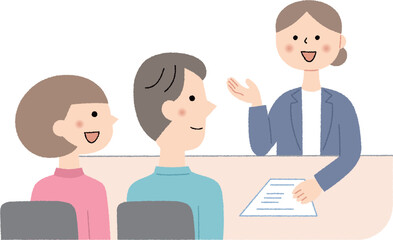 説明を聞く若い夫婦