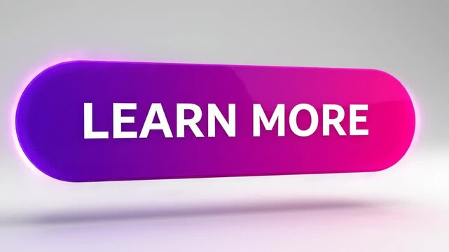 A gradient purple and pink learn more button on a gray background with shadow