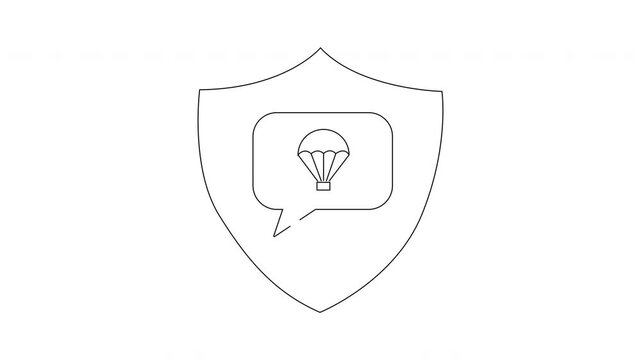 Shield Parachute Icon Animation - Secure Airdrop Symbol.