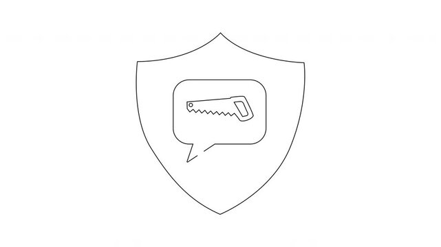 Shield Saw Icon - Protection and Woodworking Concept.