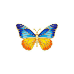 Obraz premium Beautiful Enamel Butterfly with Blue and Yellow Wings