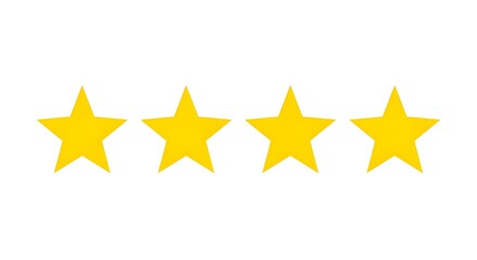 Fototapeta premium Four yellow stars rating symbol on white background