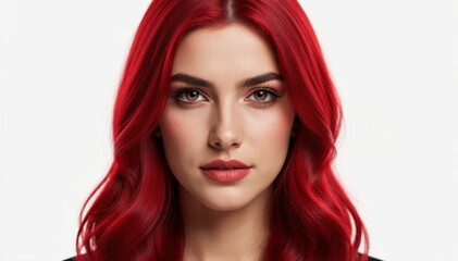 Fototapeta premium Radiant Red: A captivating close-up of a woman with vibrant red hair, exudes confidence and natural beauty, perfect for beauty, fashion, and self-care content.