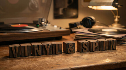Obraz premium Vinyl & Spin: Classic Turntable, Records & Retro Music Aesthetics for a Warm Analog Listening Experience
