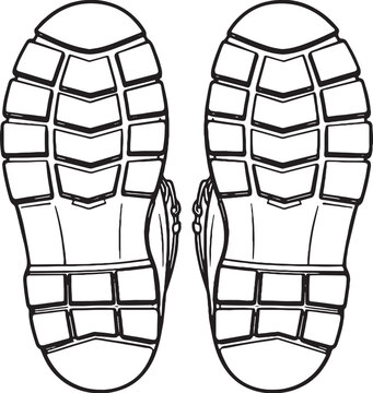 Safety Work Boots Line Art Bottom View