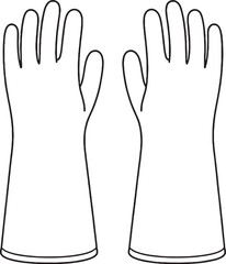 Insulated Safety Gloves Line Art Icon Black White