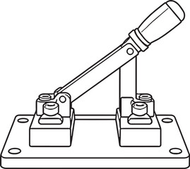 Electrical Knife Switch Line Art Icon Black White