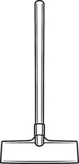 Black and White Push Broom Line Art Front View Isolated Illustration
