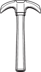 Construction Claw Hammer Line Art Rear View