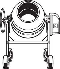 Concrete Mixer Line Art Icon