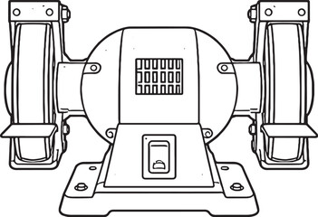 Bench Grinder Line Art Rear View