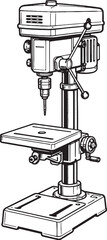 Bench Drill Press Line Art Illustration