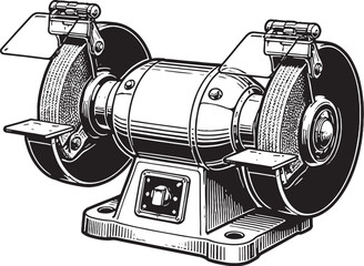 Bench Grinder Line Art Illustration eps