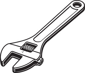 Adjustable Wrench Line Art Icon