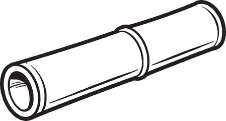 Bamboo stem segment line art botanical illustration black and white