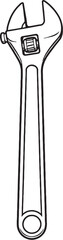 Adjustable Wrench Line Art Top View