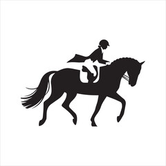 Equestrian Horse Rider Silhouette Vector Icon &ndash; Dressage Horseback Riding Illustration
