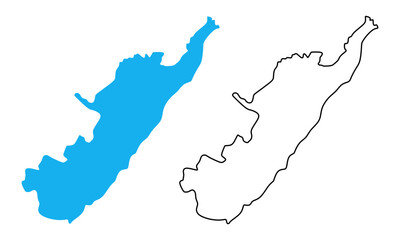 Fototapeta premium Map of Huila is a Department of Colombia. Map with detailed outlines and blue silhouettes