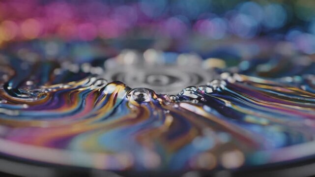 A compact disc spins rapidly, reflecting a vibrant spectrum of rainbow colors.