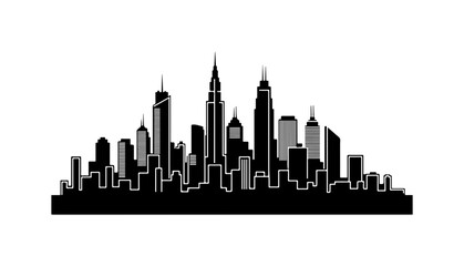 Naklejka premium Modern Skyline Vector Illustration - Urban Cityscape