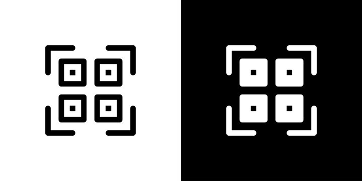 Qr Code Scan icon concept with flat Black White Background. Vector illustration.