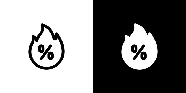 Hot Sale icon concept with flat Black White Background. Vector illustration.