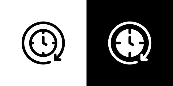 24 Hours icon concept with flat Black White Background. Vector illustration.