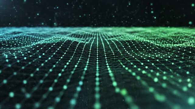 Futuristic digital landscape of a connected data network grid