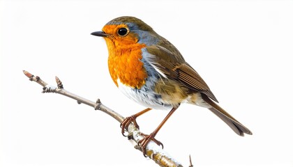 Fototapeta premium A robin perched on a branch with vibrant plumage in a serene natural setting viewed from the side 28_4qrl8y_Vik.jpg