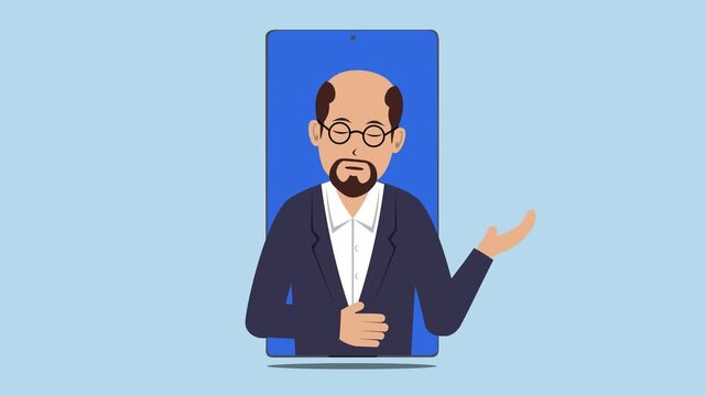  Smartphone With Male Professor Animation Video 4K suitable for your project needs
