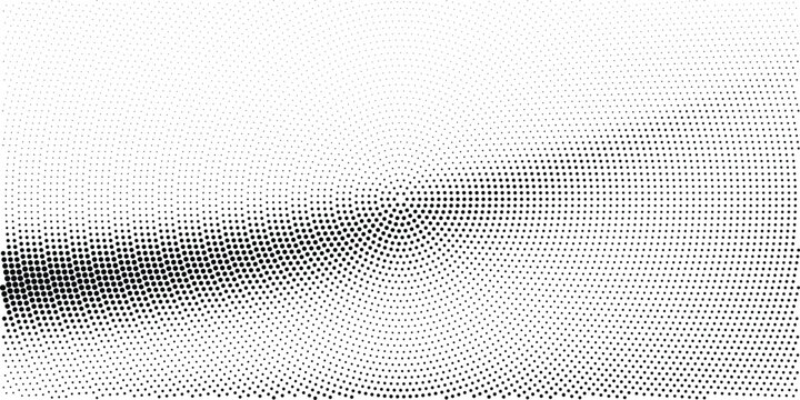 Circular halftone dot swirl pattern with radial gradient motion effect for trendy visuals