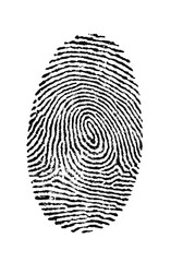 A close-up image of a fingerprint on a white background
