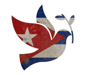 Cuba flag peace dove conceptual illustration symbolizing freedom, diplomacy and current geopolitical context