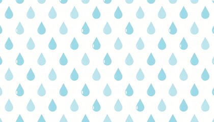 Refreshing light blue raindrop seamless pattern on a clean white background, creating a calm and gentle visual design for various applications