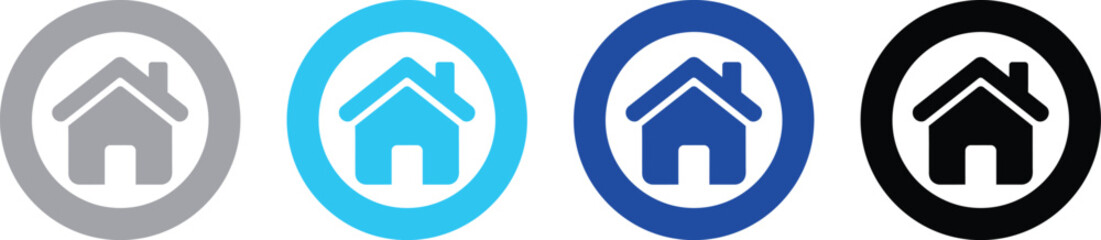 Obraz premium Modern house icon in circle for real estate or home services