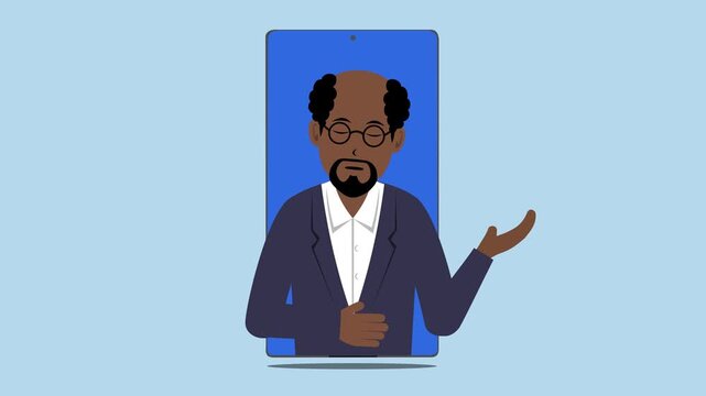 Smartphone With Black Male Professor Animation Video 4K suitable for your project needs