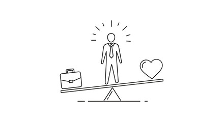 Obraz premium Businessman Balancing Work and Love.