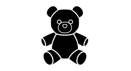 Obraz premium Black Teddy Bear Silhouette Icon, Cute Toy Vector Art
