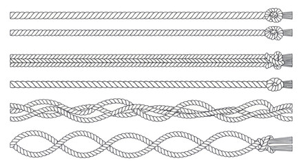 Obraz premium Collection of Nautical Knots and Rope Types, Hand-Drawn Illustration