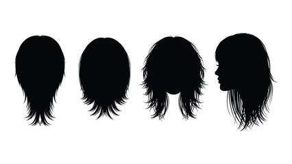 Fototapeta premium Four distinct hairstyles showcasing the versatility of women's hair isolated on white background, Vector