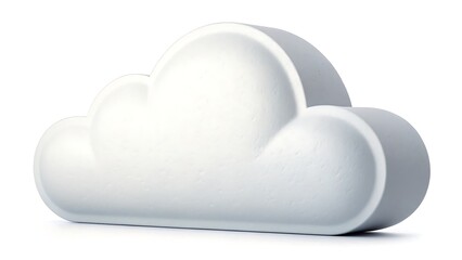 Fototapeta premium Abstract 3D Cloud Shape, Minimalist Digital Art, White Object on White Background