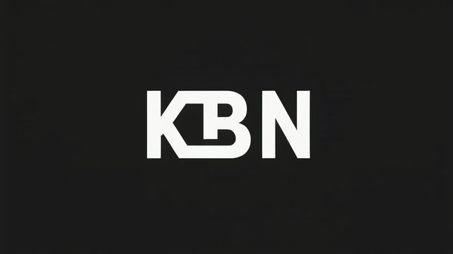 A simple, modern logo design featuring the letters KBN in bold, white font against a stark black background. The B is partially integrated into the K