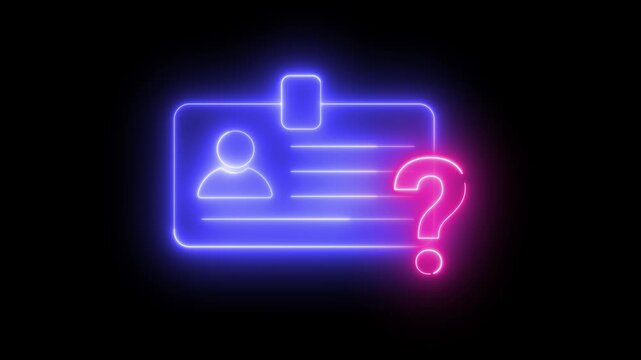 Neon light effect animation of a personal identification icon with a question mark